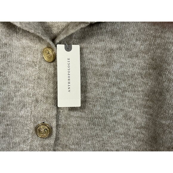 Anthropologie Maeve Short Sleeve Grey Cardigan‎ Gold Buttons  XL Preppy Academia - Picture 12 of 16